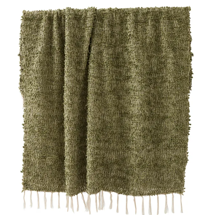 Burbujeo Cot Blend Throw Olive