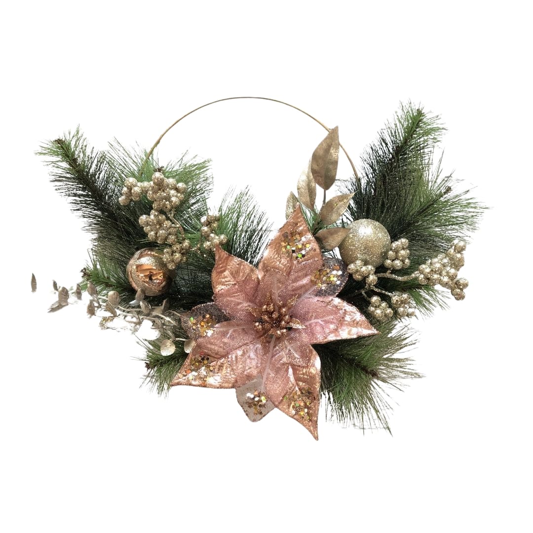 Pink Poinsettia Wreath