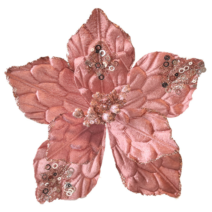 Pink Crinkle Clip on Poinsettia