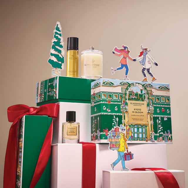 Glasshouse Fragrance Trio Set Christmas 2025 - 200gm Candle, 50ml EDP & 100ml Hair & Body Mist Kyoto in Bloom