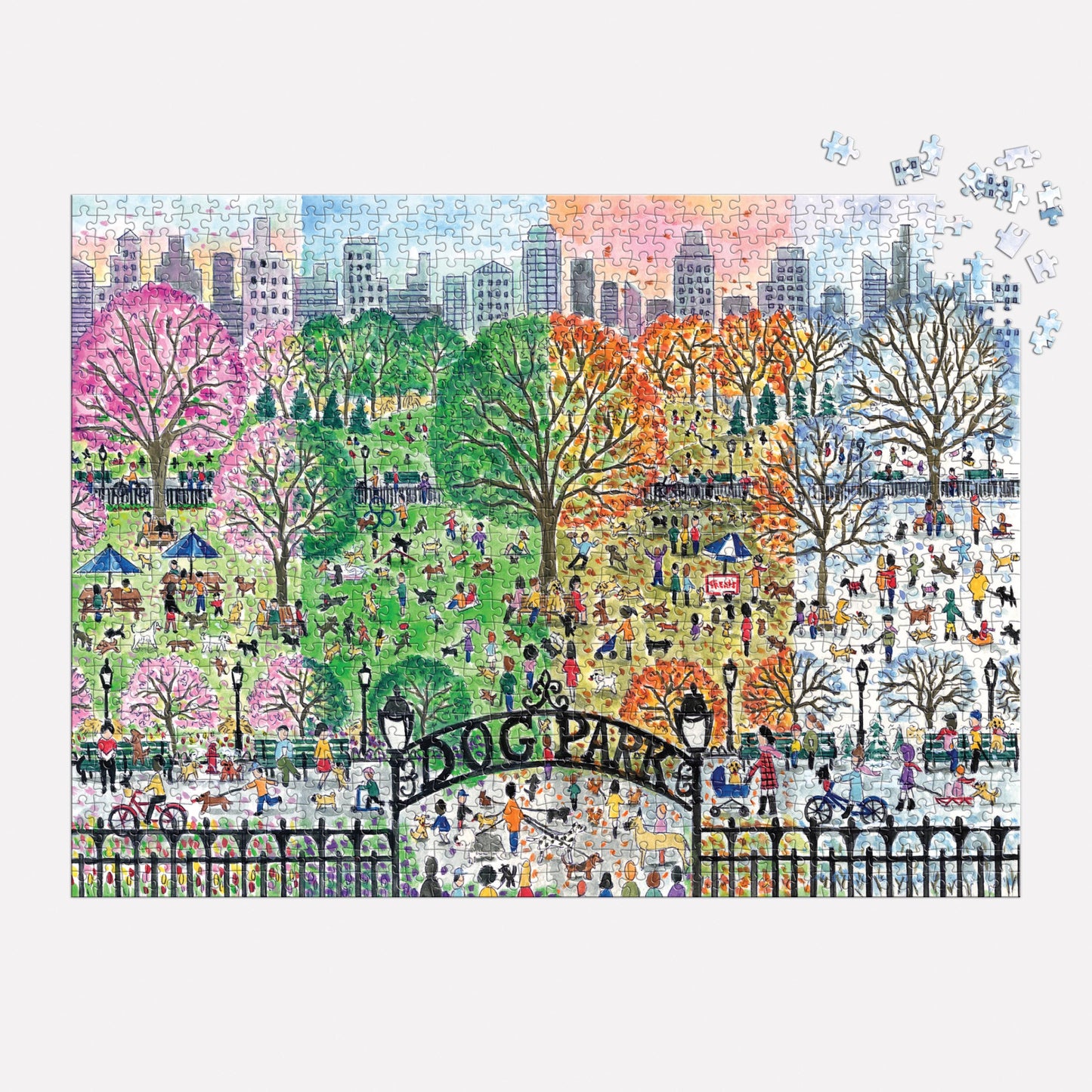 Dog Park in Four Seasons 1000 Piece Puzzle