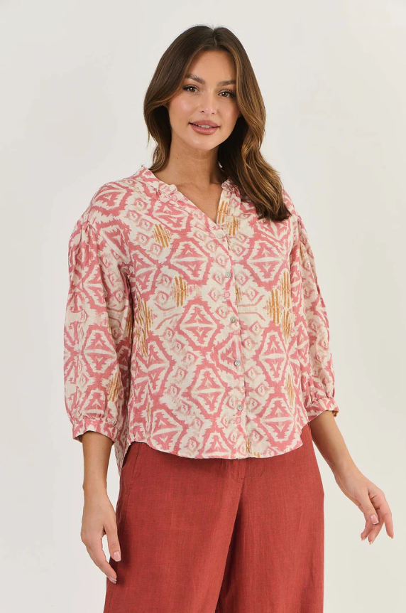 Ikat Linen Top