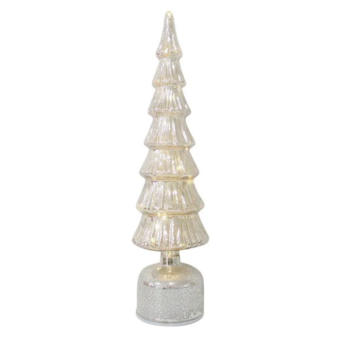 Silver Glass LED Tree