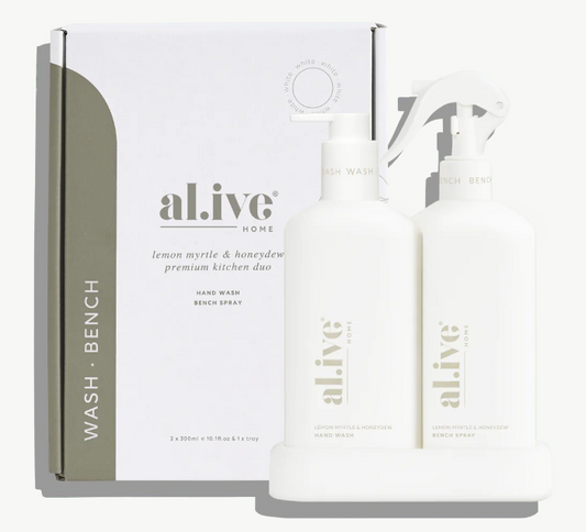 al.ive kitchen Duo 'Lemon Myrtle & Honeydew' hand wash & bench spray