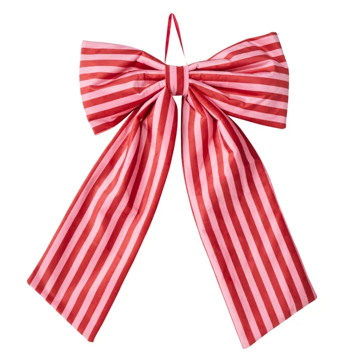 Merry Bengal Stripe Bow Red Pink