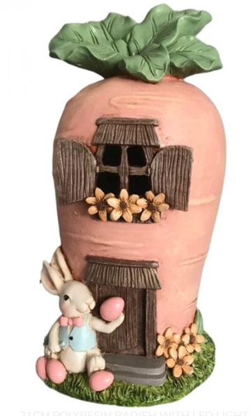 Polyresin Radish & Easter Bunny with LED Light - 21CM