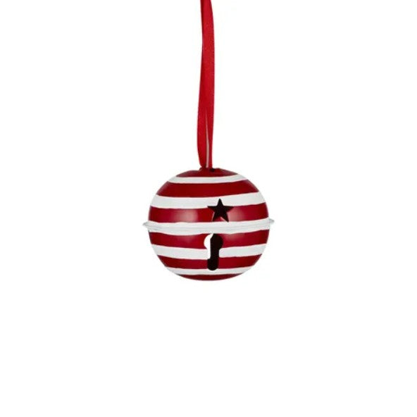 Red & White Candy Stripe Bell Hanger - 19x8cm