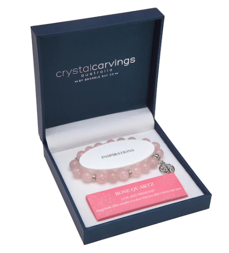 Rose Quartz Tree of Life Inspiration Boxed Charm Bracelet