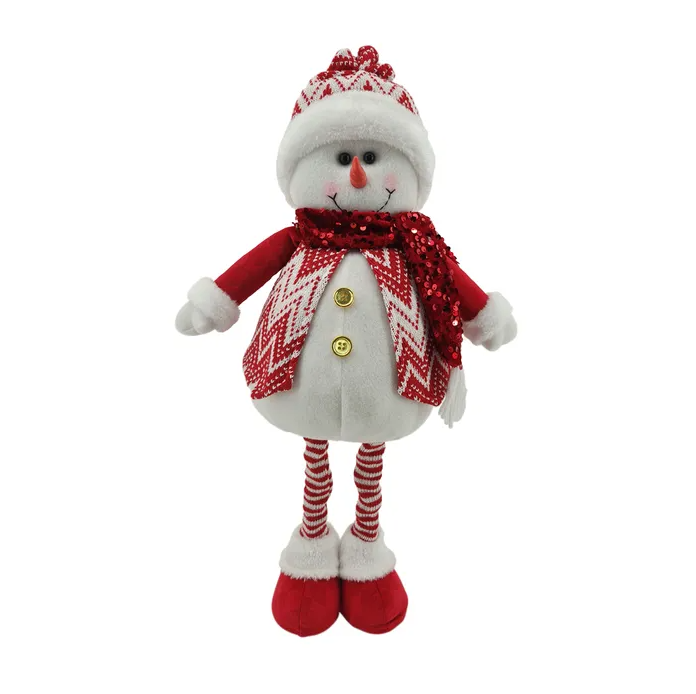 Red & White Snowman with Extended Legs