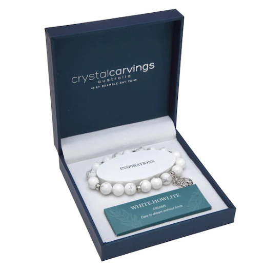 White Howlite Tree of Life Inspiration Boxed Charm Bracelet