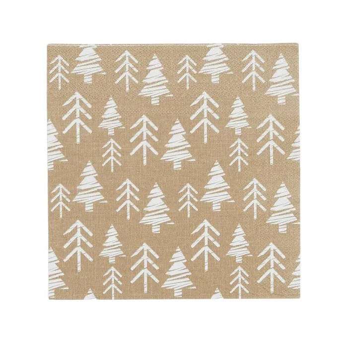 White & Natural Christmas Tree Napkins