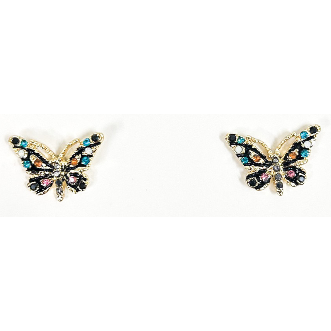 Brightly Coloured Butterfly Stud Earring - 2 Styles