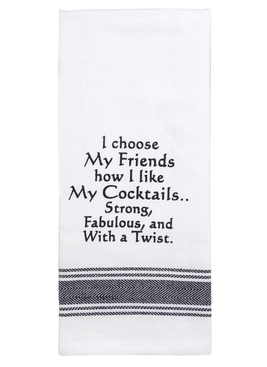 Tea Towel "Friends Cocktails" Saying