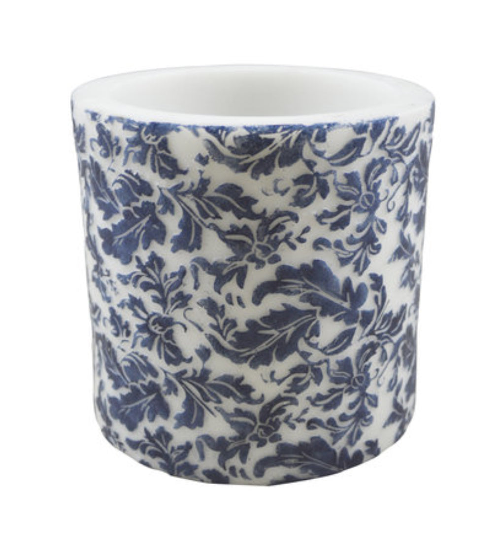 Natural Lights - Damask Leaf Hollow Lantern - White & Tattoo Blue