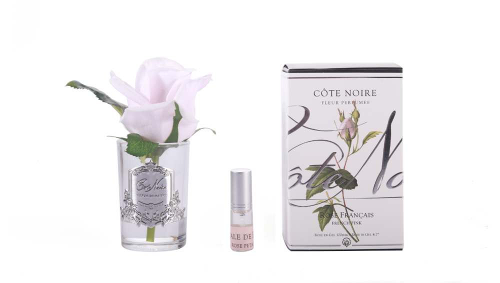 Cote Noire Rose Bud "French Pink" Clear/Silver