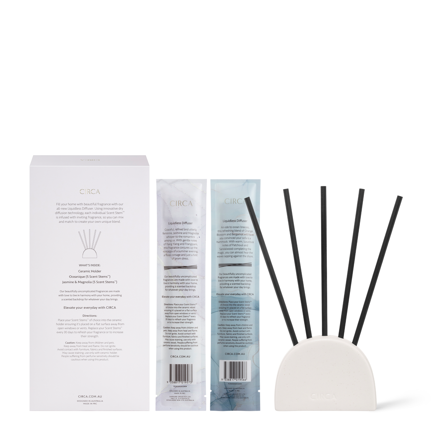 Circa Oceanique & Jasmine + Magnolia Liquidless Diffuser Set