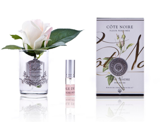 Cote Noire Rose Bud "Pink Blush" Clear/Silver