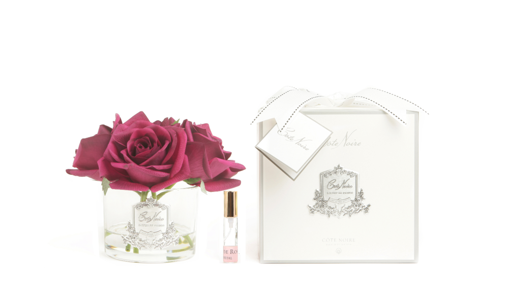 Cote Noire Five Roses "Carmine Rose" Clear/Silver