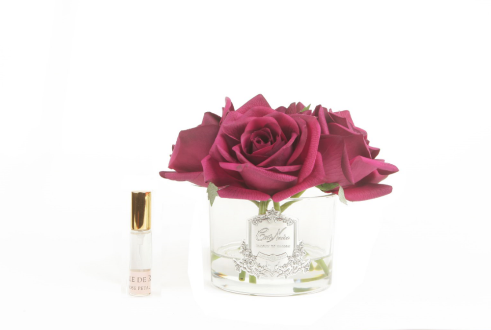 Cote Noire Five Roses "Carmine Rose" Clear/Silver