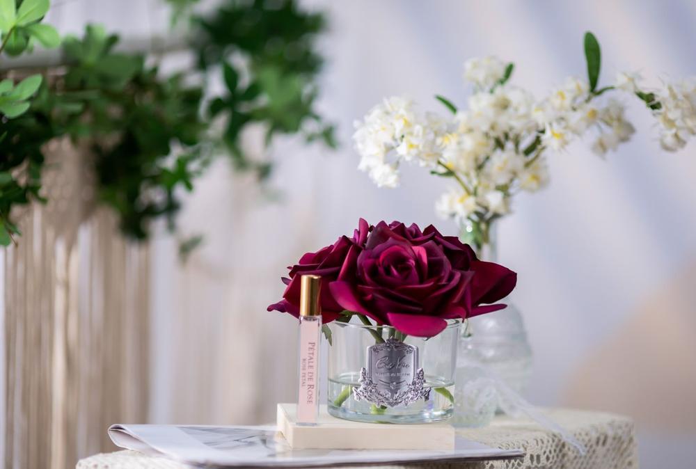 Cote Noire Five Roses "Carmine Rose" Clear/Silver