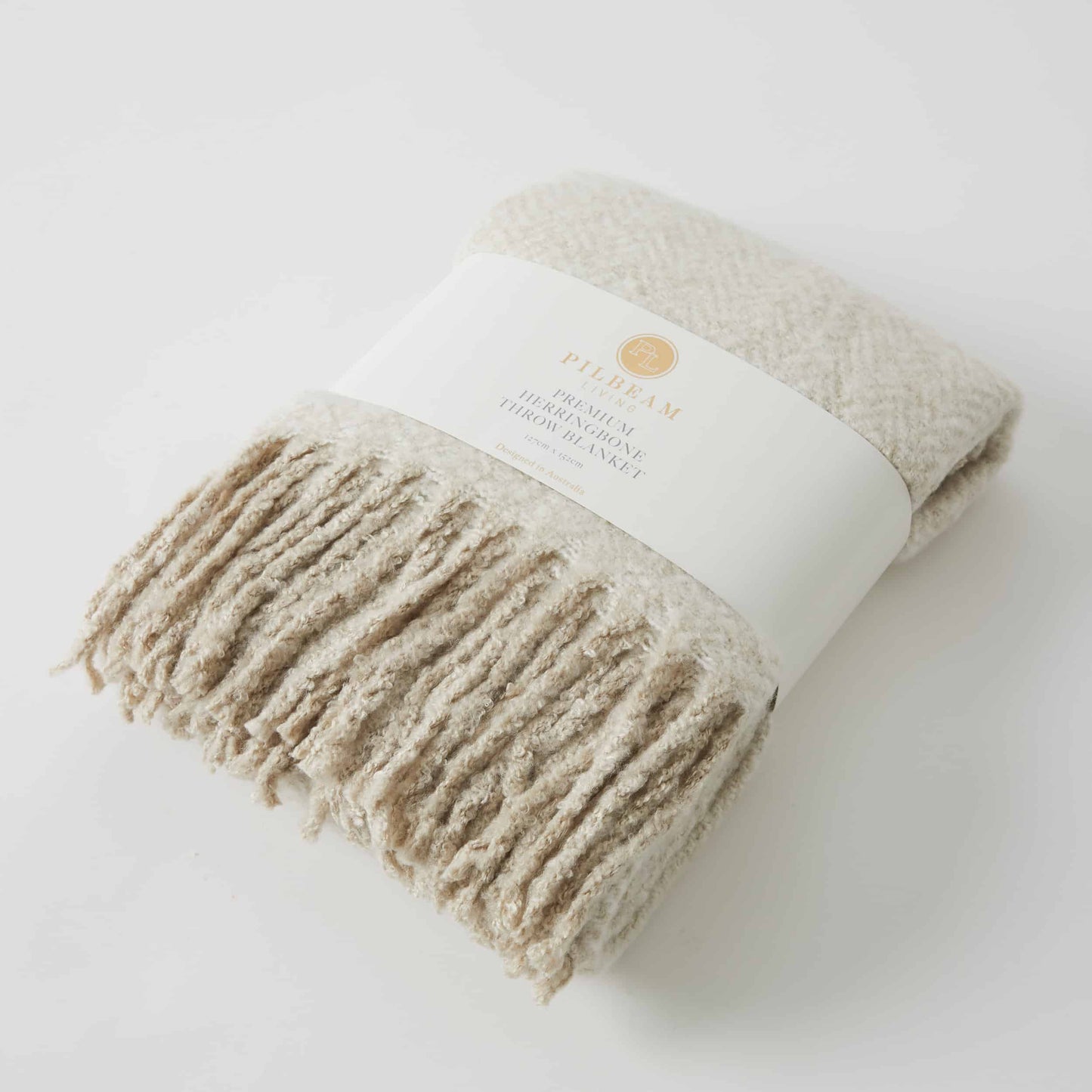 Pilbeam Living Oatmeal Herringbone Throw 127x152cm