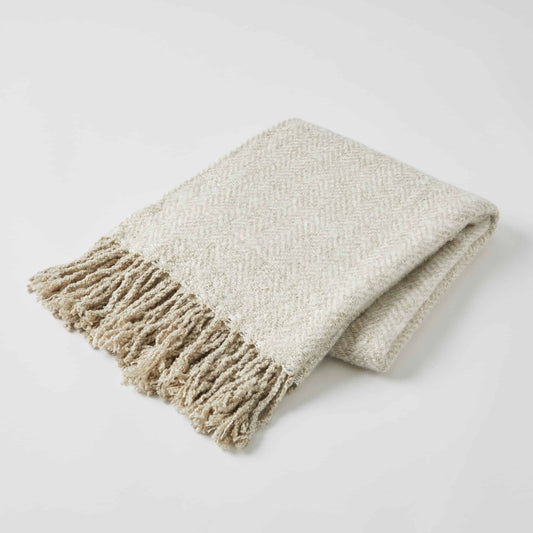 Pilbeam Living Oatmeal Herringbone Throw 127x152cm
