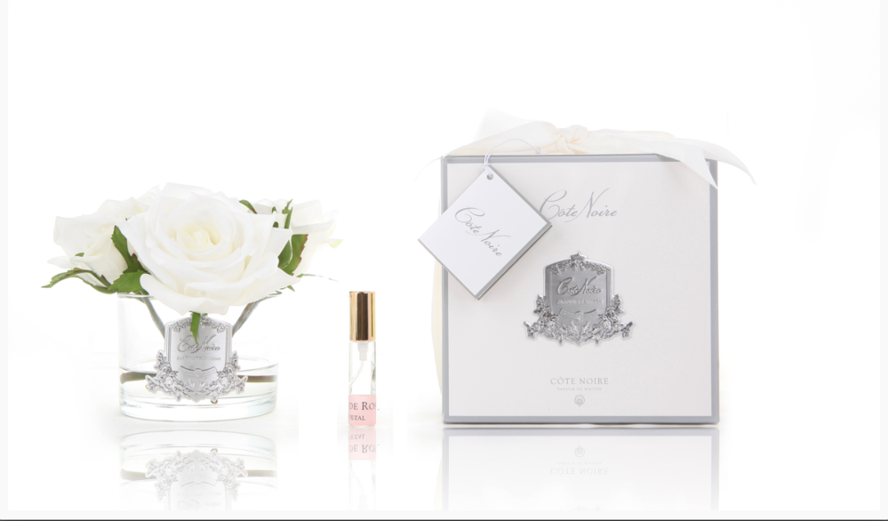 Cote Noire Five Roses "Ivory White" Clear/Silver