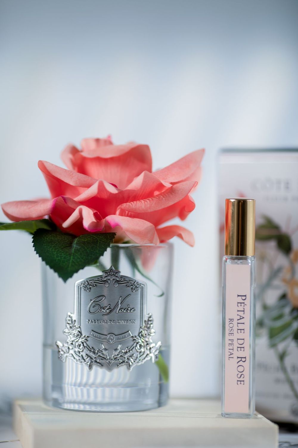 Cote Noire Single Rose "White Peach" Clear/Silver