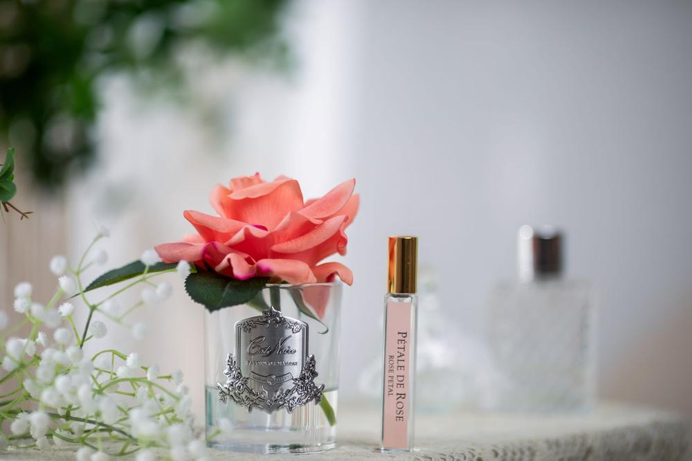 Cote Noire Single Rose "White Peach" Clear/Silver