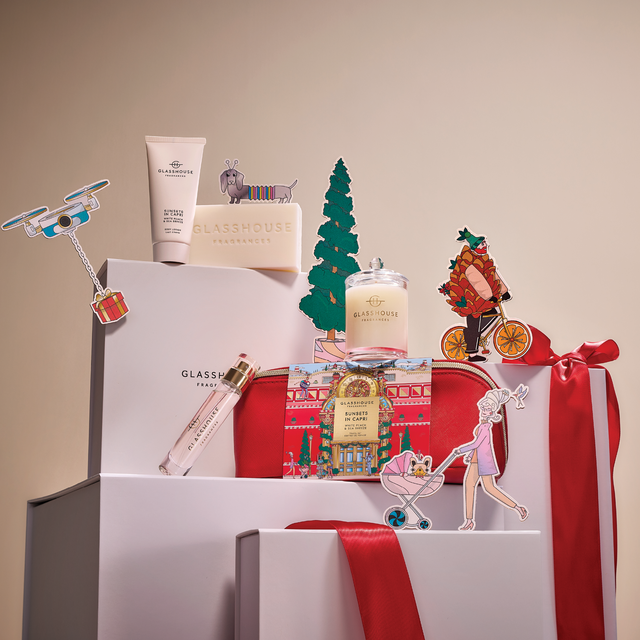 Glasshouse Fragrance Travel Set Christmas 2025 - 60gm Candle, 14ml EDP, 180gm Body Bar & 50ml Body Lotion Sunsets in Capri