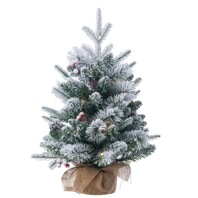 Snowy Pre-lit Tree in Pot