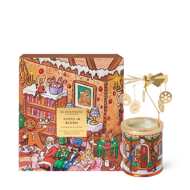 Glasshouse Fragrances - Kyoto In Bloom - Candle & Spinning Carousel