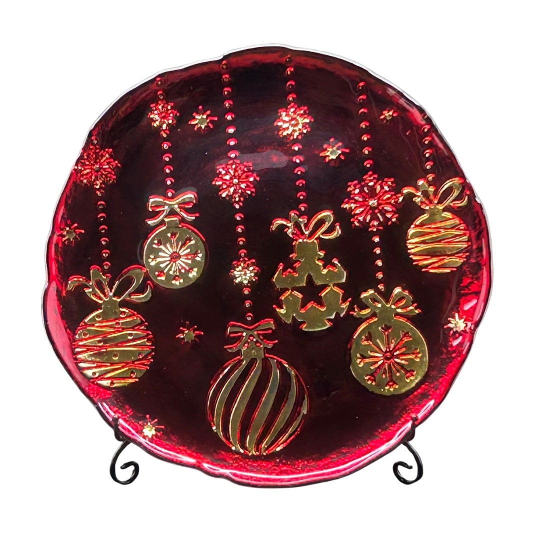 Red & Gold Bauble Plate