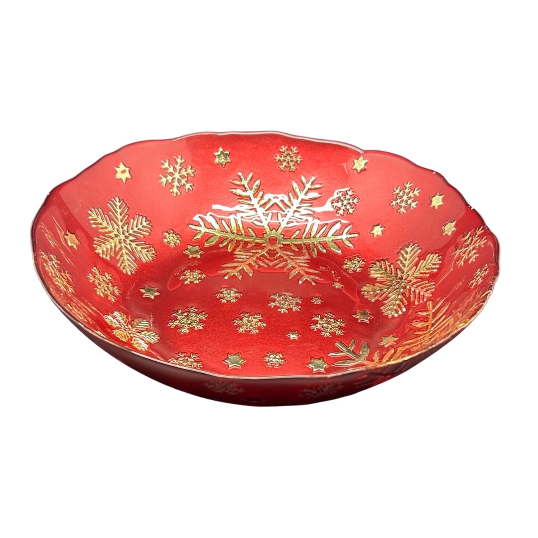 Red & Gold Snowflake Bowl