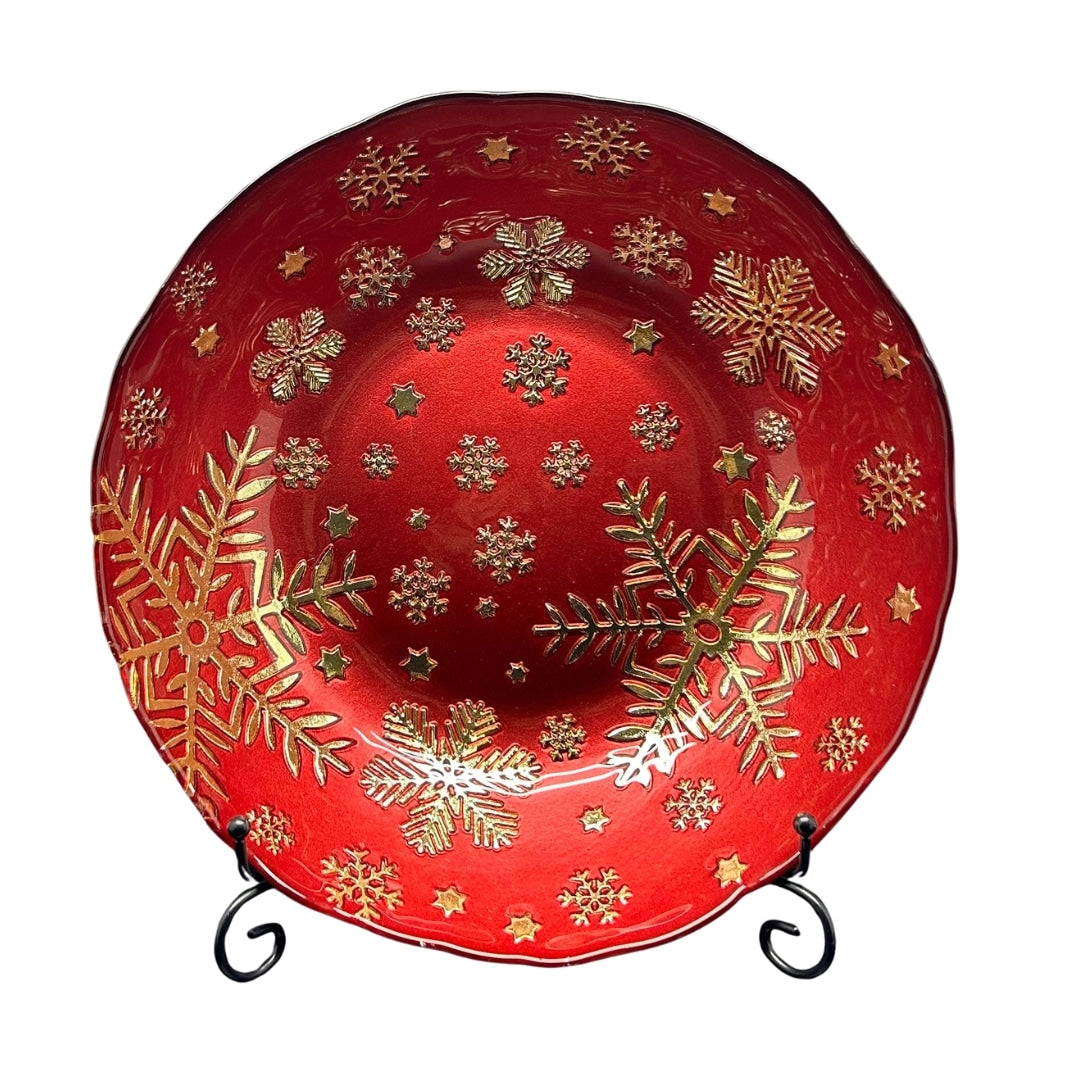Red & Gold Snowflake Bowl
