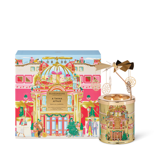 Glasshouse 380gm Candle with Spinning Carousel 2025 Christmas - Tahaa
