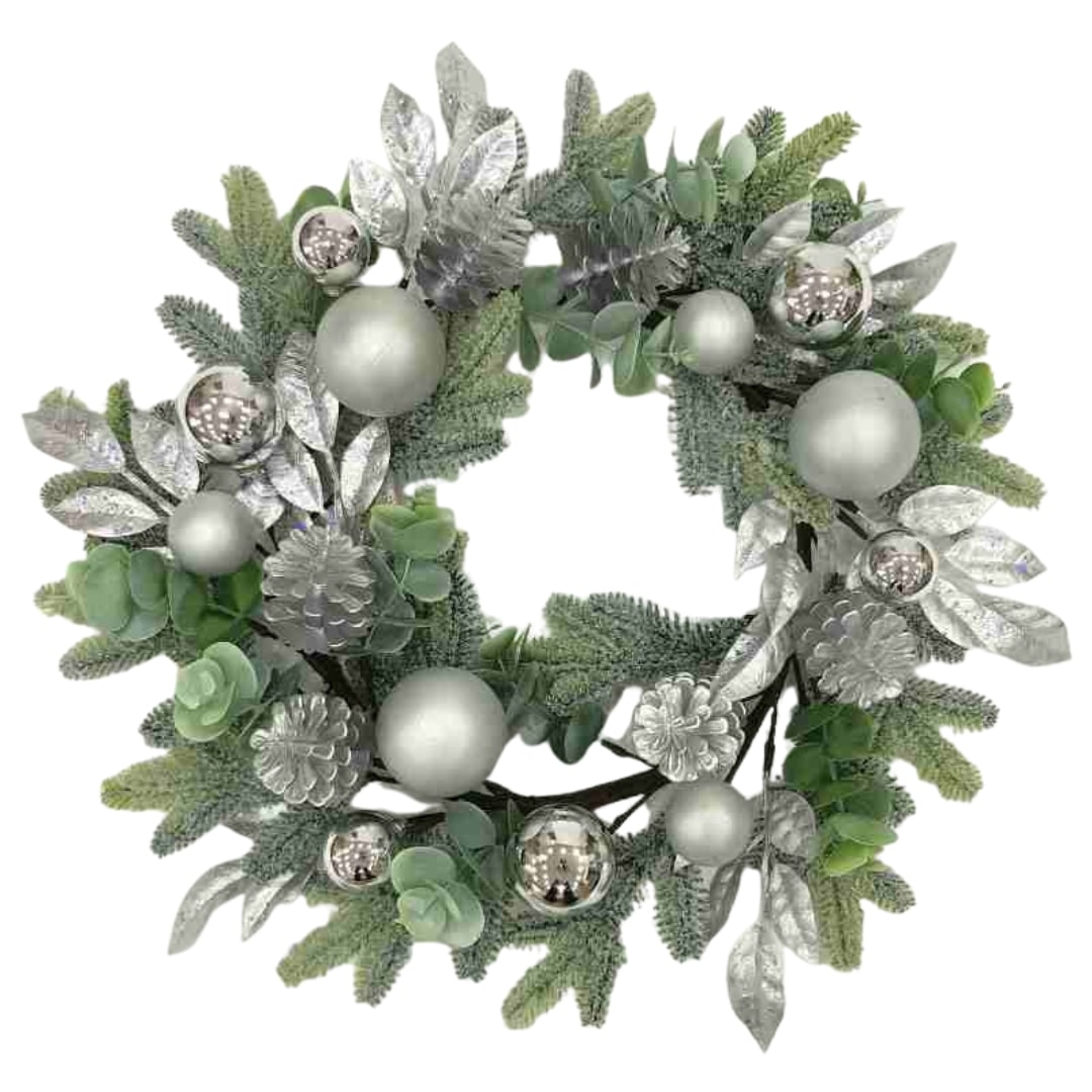 Wreath with Silver Baubles