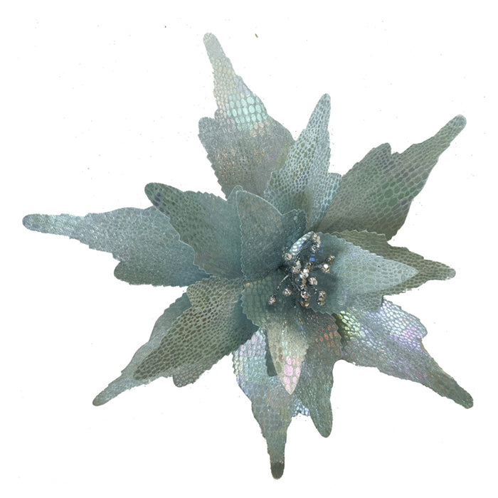 Iridescent Tiffany Clip on Fabric Poinsettia