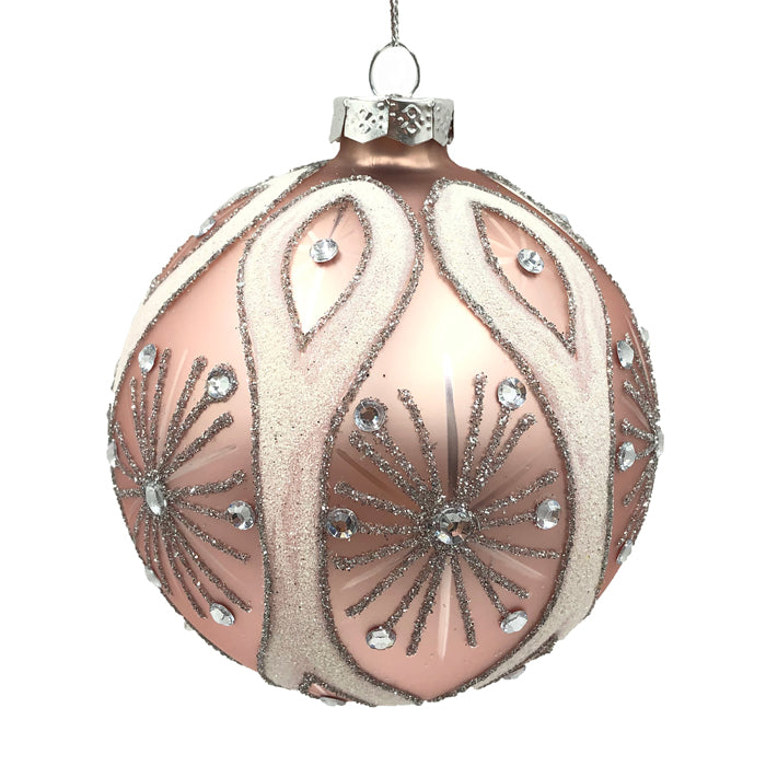 Pink & Silver Glass Bauble