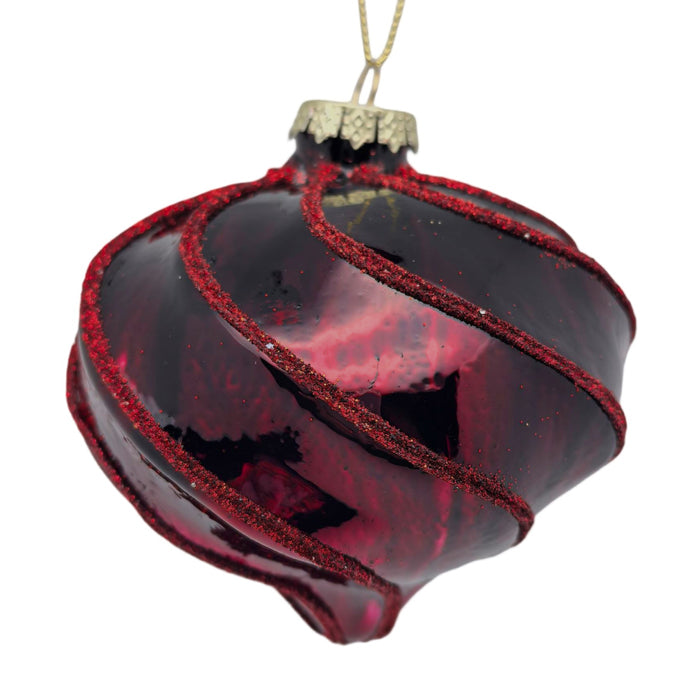 Glass Twisted Bauble Burgandy