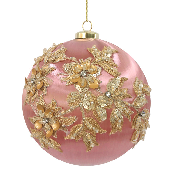 Pink & Gold Bead Satin Bauble