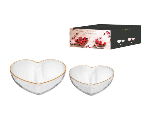Love Heart Bowl Clear Set of 2