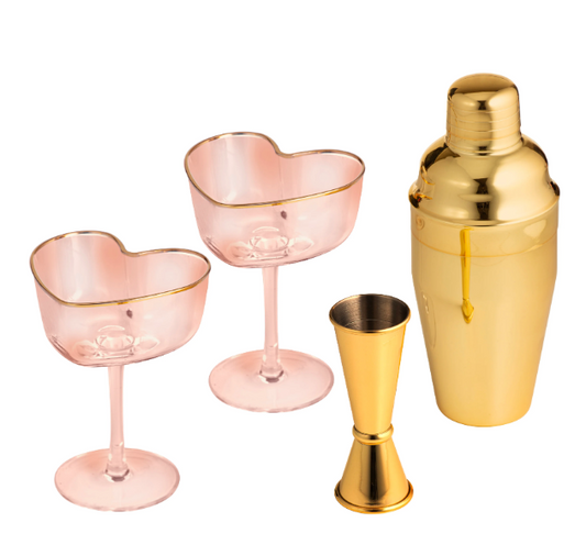 Love Heart Cocktail Pink 4pc Set