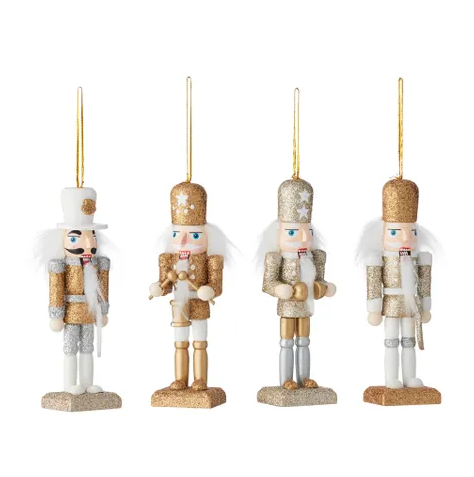 White & Gold Dashing Nutcrackers - Set of 4