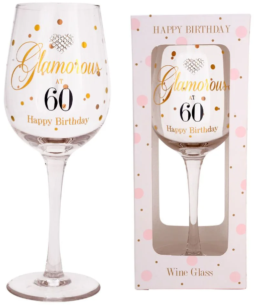 Glamorous at 60 Wine Glass