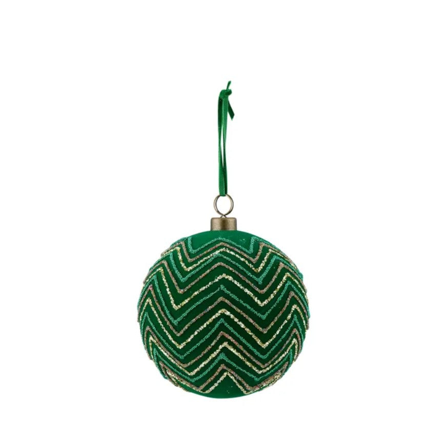 Velvet Chevron Bauble - Green