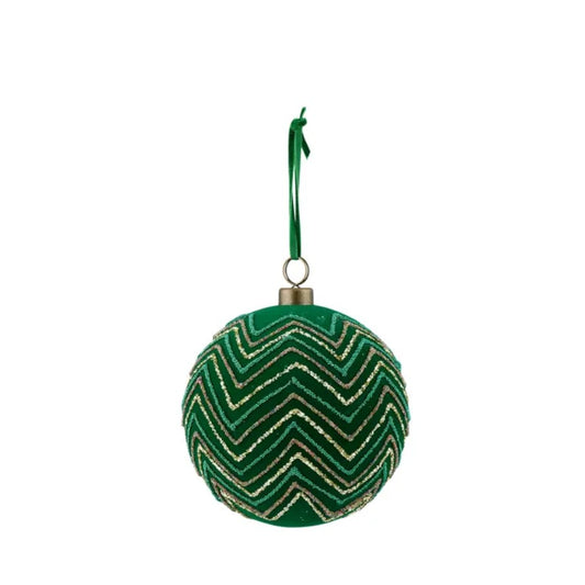 Velvet Chevron Bauble - Green