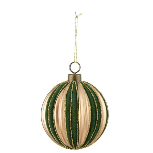 Striped Bauble Green & Gold
