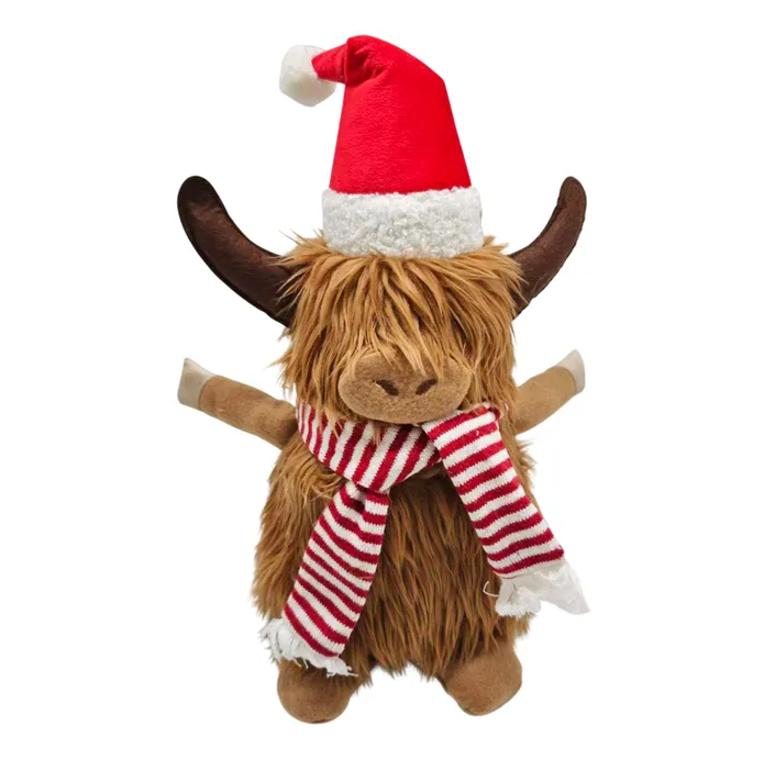 Christmas Highland Cow with Scarf