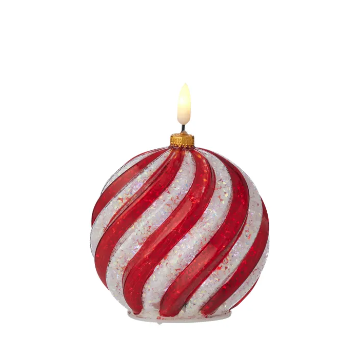 Holiday Swirl Ball Flameless Candle - 2 sizes